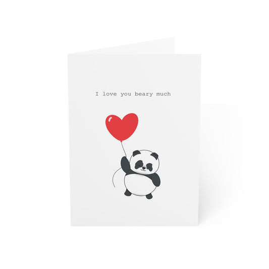 Panda Holding Heart Balloon Card