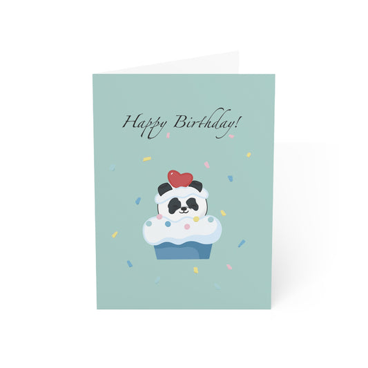 Panda Birthday Card Light Green